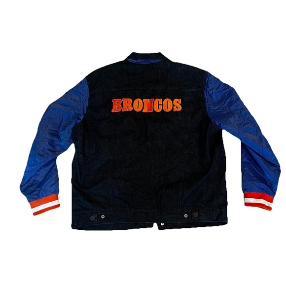 Levi's NFL Denver Broncos Jean Denim Varsity Trucker Jacket Button Blue Size XL - Picture 9 of 13